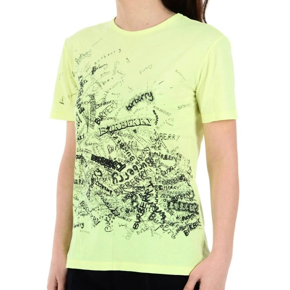 Burberry Yellow Rydon Scribble Graphic Crew T-Shirt Size M